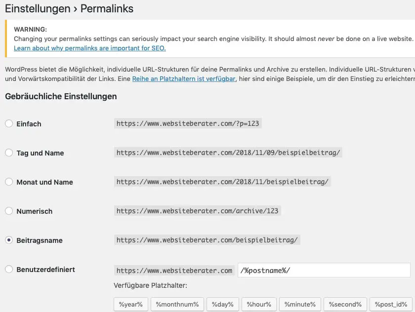 Wie man WordPress-Permalinks im WordPress-Dashboard richtig einstellt